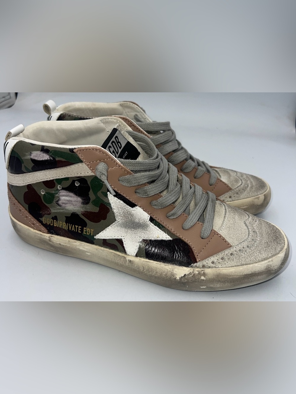Golden Goose Midstar Private EDT Camo Pink, White Leather Women’s EU38 US8 NEW